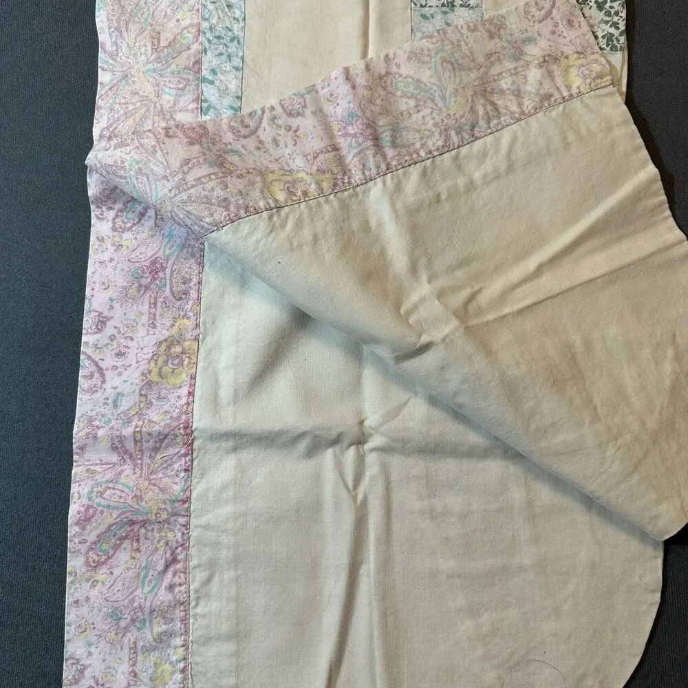 Handmade Double Wedding Ring Window Valance Pastel Floral Patchwork Cottage